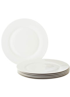 Buy 6 flat white porcelain plates for buffet and multi use size 27 cm in Saudi Arabia