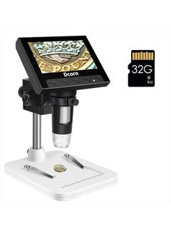 اشتري Coin Microscope, Dcorn 4.3 Inch LCD Digital Microscope with 32GB TF Card 10X-1000X Magnification Video Camera Handheld Microscope for Coin Observation/PCB Soldering, Windows Compatible في الامارات