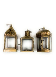 Buy Embossed Glass Arabic Lantern for home decor and garden Vintage Moroccan Style Candle Holder | Home Decorative Lanterns in golden lantern color are best decor item in UAE