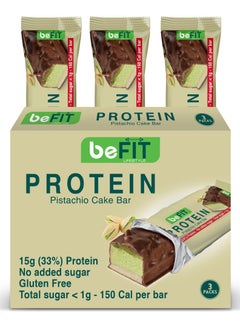 Buy beFIT Pistachio Protein Cake Bar with 15g(33%) Protein Box of 3 Bars in UAE