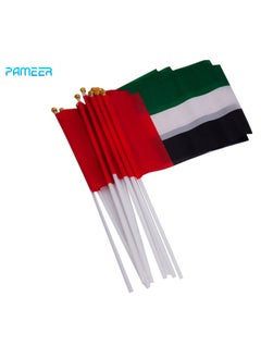 Buy 12 Pcs 25 x 20 CM UAE National Day Celebration Flags Hand Held Flags Emirati Day Flag Plastic Hand Grip UAE Flags for Cars Home Office Desk National Day Martyrs Day Flag Day Celebrations in UAE