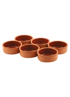 اشتري Terracotta 6-Piece Inner-Glazed Round Bowl Set - Brown Safe 100% Natural earthenware Eco friendly terracotta pots Mexican Indian Korean moroccan Dishes - 12x4 cm في الامارات