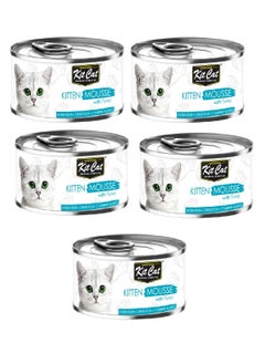 اشتري 5Pc Kitten Mousse with Tuna Kittens Wet Food 80g في الامارات