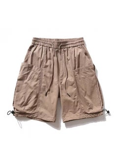 Buy Shawn Yue Style Large Pocket Techwear Casual Shorts Khaki in UAE