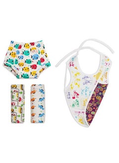 Buy Unisexbaby Tpu;Cotton Potty Training Pants (Pack Of 3) (_3 Striking White + 1 Bib_Size 1 (12Y)) in Saudi Arabia