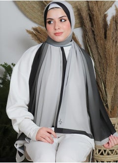 Buy Degrade Chiffon Scarfe, White And Black, Size 200*75 in Egypt