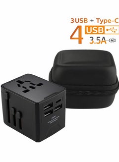 Buy Universal Travel Adapter with Multiple Regional Power Socket Plugs for UK US  and Plug Adaptor with 3 Ultra-Fast USB Charging Port and 1 Brisk USB Type C Port (Equipped with a plug storage box) in UAE