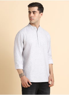 Buy Grey Casual Shirt for Men, 100% Cotton, Regular Fit in Saudi Arabia