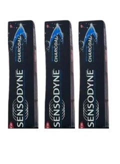 Buy 3 Piece Set Charcoal Fluoride Whitening Toothpaste 100 ml in Saudi Arabia