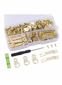 Buy Hook Set, Box Hook, D Ring Picture Frame Hanger, Sawtooth Photo Hanging Hardware Set with Screws and Spirit Level Silver Gold, 252 psc in UAE