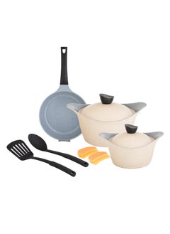 Buy Lahoya Granite Cookware Set 9 Pieces Beige Color in Saudi Arabia