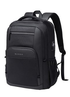 اشتري Bange 15.6 inch Laptop Backpack Large Capacity School Bag USB Charging Port Water Resistant - Black في مصر