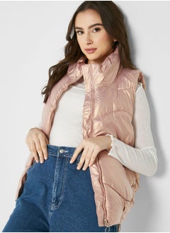 Buy Holographic Padded Vest Jacket in Saudi Arabia