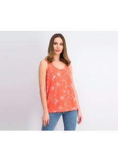 Buy Women Floral Print Tank Top, Orange and White in UAE