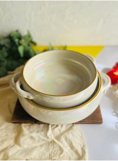 Buy Pottery casserole with two hands, pearly white 30 CM in Egypt