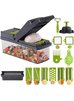 Buy 14-in-1 Vegetable Grater Onion Chopper Potato Slicer Multifunctional Veggie Chopper Food Chopper with Container in UAE