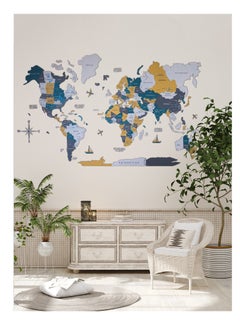 اشتري Wooden World Map - Country Edition: Handcrafted Luxury Wall Art for Home Decor, Featuring Detailed Country Borders and Natural Wood Beauty في الامارات