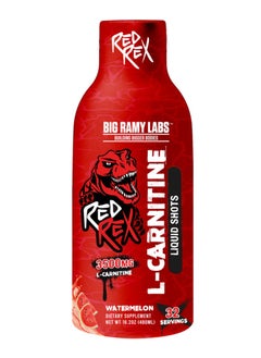 Buy Red Rex L-Carnitine 3500mg Liquid Shots, Watermelon, 32 Servings, 480ml in UAE