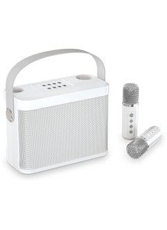 اشتري Bluetooth Speaker with 2 Wireless Microphones, Upgraded PA Speaker System, Singing Machine with Echo and Vocal Cut, Support TF, AUX-in, Suitable for Party, Conference, Wedding (White) في السعودية