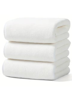 Buy Microfiber Gym Towel, Hand Towel, Face Towel, Microfiber Car Cleaning Towel Soft And Durable 50x90 Cm, 3-Piece - Off White in UAE