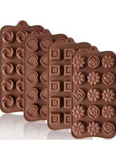 Buy Chocolate Molds, 4 Pcs of Non Stick Silicone Chocolate Candy Molds, Food Grade Break Apart Chocolate Bar Mold Baking, Mini Chocolate Molds Silicone Trays for Cake Decorating in Saudi Arabia