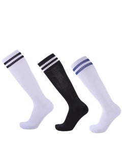 Buy 3 Pairs Long Football Socks For Men, Football Grip Socks For Soccer Field in UAE
