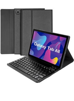 Buy Samsung Galaxy Tab A8 10.5 Inch Smart Wireless BT Detachable Waterproof Magnetic Folio Stand Tablet Keyboard Cover Slim Protective Leather Case Black in UAE