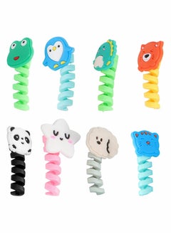 اشتري 8 Pcs Charger Cable Protector for Cellphone Data Lines, Silicone Cute Animal Charging Cable Saver Spring Flexible Cable Protect, Phone Protect Accessory في السعودية