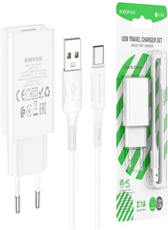 اشتري Borofone ba74a aspirer single port charger set(type-c)(eu) white في مصر