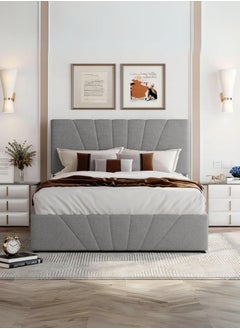 Buy Nirvana Platform Bed 200x160 Queen Size Grey Color in UAE