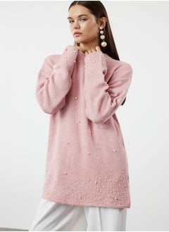 Buy Dusty Rose Pearl Detailed Knitwear Sweater TCTAW25AK00018 in Egypt