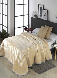 Buy Blanket First Class Engraved- model: M30 - Size: 220*240- Color: Coffee- Fabric 85% Acrylic 15% Polyester - Country of Origin Spain. in Egypt