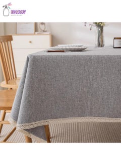 اشتري Tablecloth, Waterproof And Oil-Proof End Table Dustproof Cover, Picnic Blanket With Lacy In Solid Color, Dark Grey في السعودية