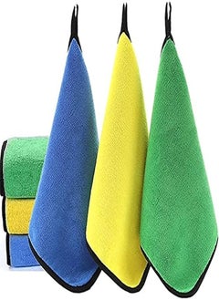 Buy Microfiber Car Cleaning Drying Towels, Double Sided Cleaning and Polishing Towels, Super Thick Super Absorbent for Car, Window, Screen, Kitchen, 29cm*35cm, Random Color Sending (4) in Egypt