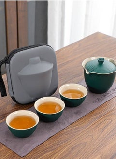 اشتري A Pot And Three Cups Travel Tea Set-Green في السعودية