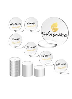 اشتري Round Acrylic Seat Cards, Acrylic Name Place Card Holders,  Round Acrylic Place Cards for Wedding Banquet Table Decor（80 Cards + 80 Bases） في السعودية