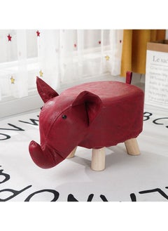 Buy Lovely Animal Ottoman Plouffe Stool Cartoon Calf Elephant creative animal children stool Household foot stool wood sofa furniture kids animal chair Gift chair Red in UAE