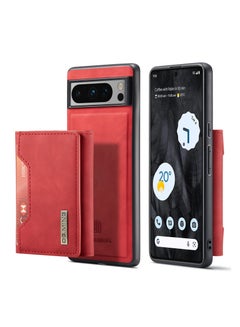 Buy Wallet Case for Google Pixel 8 Pro, DG.MING Premium Leather Phone Case Back Cover Magnetic Detachable with Trifold Wallet Card Holder Pocket (Red) in UAE