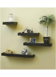 Buy Wooden Rectangular Floating Wall Shelves set of 4 in UAE