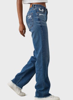 Buy Ripped Straigh Fit Jeans in Saudi Arabia