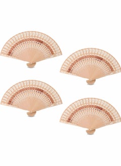 Buy Wooden Folding Fan, Vintage Wooden Fan Handheld Folding Fans Sandalwood Hand Fan Wooden Hand Fan Chinese Sandalwood Fan with Tassel for Women Foldable Wedding Favors and Birthday Gifts in Saudi Arabia