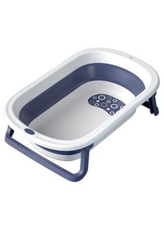 Buy Baby Bathtub Portable Tub with Drain Hole Baby Folding Bathtub for Newborn 0-36 Month (Blue) 79*20*49 cm in Saudi Arabia