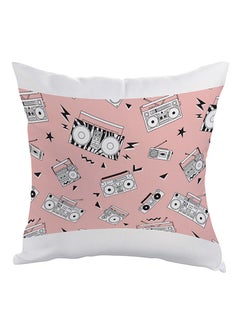 Buy Decorative Square Shaped Throw Pillow Polyester White/Pink 40 x 40centimeter in Egypt