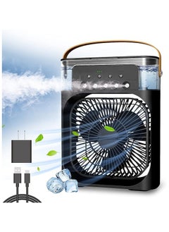 Buy Portable Air Cooler Fan Mini Evaporative Air Cooler with 7 Colors LED Light 1/2/3 H Timer 3 Wind Speeds and 3 Spray Modes for Office Home Dorm Travel(Black) in Saudi Arabia