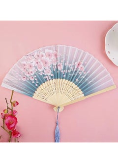 Buy Folding Hand Held Fan, Elegant Japanese Style Painted Waves Retro Bamboo Folding Fan Home Office Decoration, Handmade Landscape Silk Folding Fan Kanagawa Fan for Women Girls Dance Performance in UAE