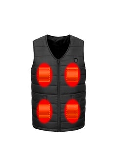 اشتري Unisex V-Neck Heated Vest Warm Cotton USB Black في الامارات