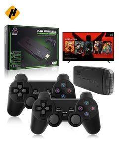 Buy 4K game console with dual 2.4G wireless controllers, plug-and-play video game stick, built-in 3,500 games, 9 classic emulators, high-definition HDMI output for TV in UAE