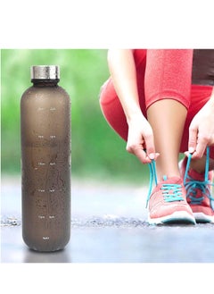 اشتري Tycom Drinking Water Bottle With Time Marker - 1L Leak-Proof, BPA Free, Motivational Reusable 32oz Water Bottles With Times To Drink - Ideal For Fitness, Sports, Travel, Gym, & Outdoor (Black) في الامارات