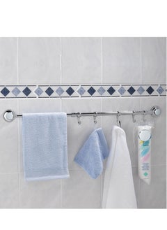 Buy Everloc Towel Rail 5 Hooks, No Drilling, No Screws, No Glue, No Adhesive, Vacuum Suction Wall Mounted Chrome, Towel Napkin Holder, Bath Towel Rod Hanger for Bathroom Kitchen, Easy Install, EVL-10265 in UAE