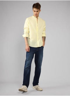 Buy Slim Fit Yellow Cotton Blend Casual Shirt in UAE